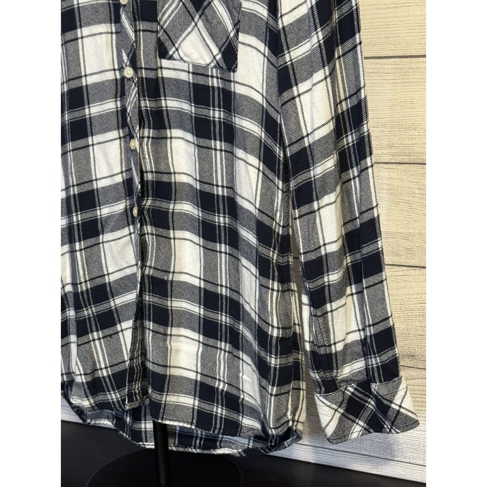 Women's GAP Lightweight Plaid Flannel Shirt – Dark Navy Blue – Size XS - Picture 6 of 8